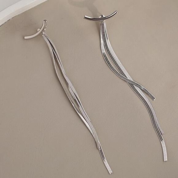 NEW STERLING SILVER TASSEL BAR LONG ARC EARRINGS, NICE EARRINGS, CUTE EARRINGS - Picture 5 of 6